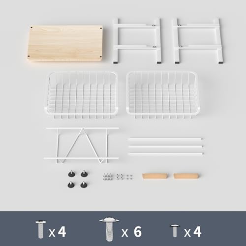 NiuYichee 3-Layer Kitchen Fruit Storage Basket Snack Rack, countertop Storage Rack, Stackable Storage Rack with Desktop, Pull-Out Hollow Metal Storage Basket with Handle, Kitchen Organizers & Storage - color: White 3-layer Rack