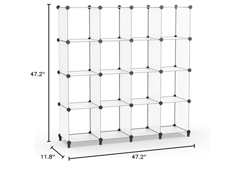 HOMIDEC Closet Organizers and Storage, 16 Cube Storage Organizer, Closet Organizer Bookshelf Cubes Shelves for Clothes, Bedroom, Kids Room, Bathroom, Wardrobe, Garment Racks, Transparent - color: Transparent, size: X-Large