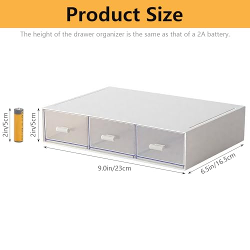 Desk Organizer-Stackable Storage Drawers, Plastic Compact Desk Storage Box Perfect for Collection Small Item/Cosmetic Office Organizer - 3 drawers (White) - size: 9*6.5*2inch - 3 Compartment