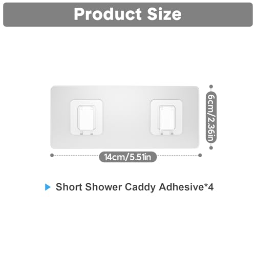 Lsnisni 4 Pack Shower Caddy Adhesive Replacement, Waterproof Adhesive Strips for Shower Shelf, Strong Adhesive Flat Hooks for Bathroom Storage Shelves and Kitchen Racks No Drilling, Clear - color: Transparent-4 Pack