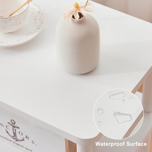 Apicizon 3 Tier End Table, Side Table with Storage Shelf, Small Wooden Table, Nightstand Bedside Table for Small Spaces, Bedroom, Living Room, Easy Assembly, White - color: White, size: 1 Set, style: 3 Tier
