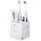 Diatomite Toothbrush Holders for Bathrooms, Electric Toothbrush and Toothpaste Holder 3 Slots Tooth Brush Organizer for Bathroom Countertop, Shower, Vanity - Marble White - color: Marble White