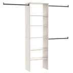 ClosetMaid SuiteSymphony Wood Closet Organizer Kit with Tower, (3) Hang Rods, (5) Shelves (2-Adjustable), Fits Spaces 5-10 ft. Wide, White Timber - style: White Timber Finish