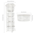 5 Tier Kitchen Storage Rack, Rotating Storage Shelf with Lockable Casters Multi-Layer Kitchen Shelf Vegetable Rotating Basket Organizer Stackable Round Storage Cart - size: 5 Tier