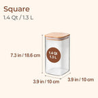 ComSaf 1.4 Qt Glass Storage Containers with Lids, Glass Jars with Lids, Clear Food Storage Jar, Square Canister Set of 3, Pantry Organizers and Storage for Flour Oat Pasta Tea Cookie Coffee Bean - size: 1.4Qt*3