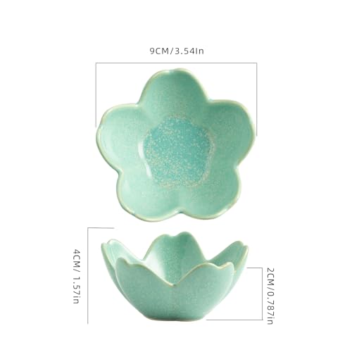 Floral Ceramic Jewelry Tray - 3.5" Elegant Ring Holder Dish & Trinket Bowl for Vanity Dresser Decor (cyan) - color: cyan