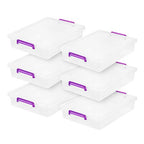 IRIS USA 6 Qt. Plastic Craft Storage Container Bins with Lids, 6 Pack, Small Art & Office Supply Organizer Tote, Sensory Bins & Boxes for Home & University, Stackable, Secure Latch Buckles, Clear - size: 6 Qt. - 6 Pack, style: STACK