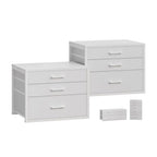 Closet Drawers Set of 2, White Closet Organizer with 3 Fabric Drawers, Stackable Storage Drawers for Closet, Bedroom, Dorm (White)