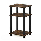 Furinno JUST Side Table, 3-Tier Open Shelf End Table, Toolless Assembly Night Stand, Bedside Table with Square Tube, for Living Room, Bedroom, Amber Pine - color: Amber Pine/Black, size: 3-Tier, Square Pole, style: 1-Pack