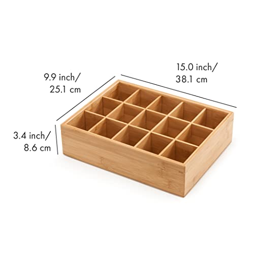GOBAM Bamboo Closet Drawer Divider - Storage Organizer with 15 Compartments, Drawer Organizer, Storage Box for Belts, Ties, Bras, Briefs, Socks & Jewelry - Natural - color: Natural