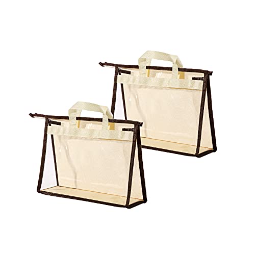 CINPIUK Clear Handbag Storage Bags Purse Organizer for Closet, Zipper Hanging Storage Bag for Handbags, S, 2PCS - color: Beige, size: S-2PCS