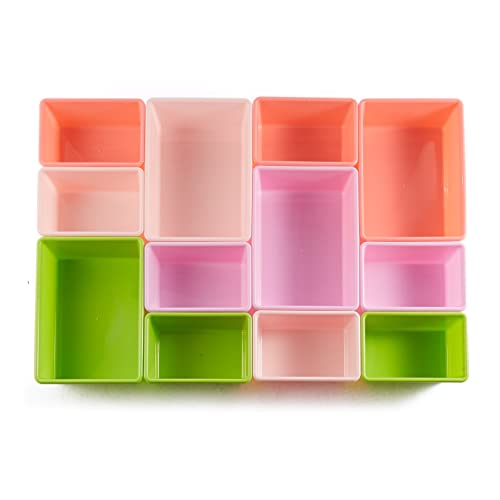 Amazon Basics Kids Toy Storage Organizer with 12 Plastic Bins, White Wood with Pink Bins, for Bedroom and Playroom, 33.85"D x 12.79"W x 35.42"H - color: White Wood With Pink Bins