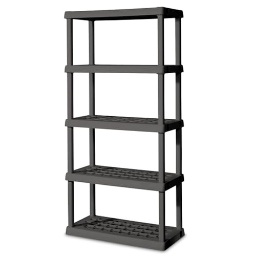 Sterilite 4-Pack 5 Shelf Unit, Heavy-Duty Shelving Storage Rack for Home and Garage, Gray - Multipurpose Plastic Organizer Shelves for Smart Organization - size: 5 Shelf, style: 4 Pack