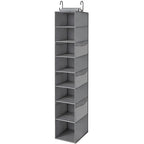 VERONLY Hanging Shoe Organizer for Closet,8-Shelf Hanging Storage with Side Mesh Pockets,Wider Shelves for Baseball Caps,Clothes (9" W × 11.8" D × 54" H) Grey - style: Gray Bamboo Hanging