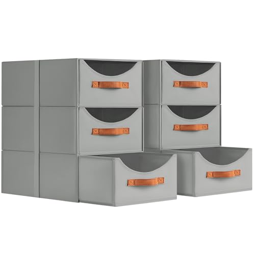 Homsorout Stackable Storage Drawers - Large Collapsible Storage Bins with Drawers, 6 Pack Closet Shelf Organizer Basket, Fabric Pull Out Organizer for Bedroom, Living Room, Dorm, Grey - color: Gray, size: 16 Inch. - 6 Pack
