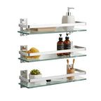 AIJALY 3 Pack Bathroom Glass Shelf,Aluminum Tempered Glass 0.3in Extra Thick Rectangular 1 Tier Storage Organizer Wall Mount,Silver 15.7in - color: Silver 3 Pack