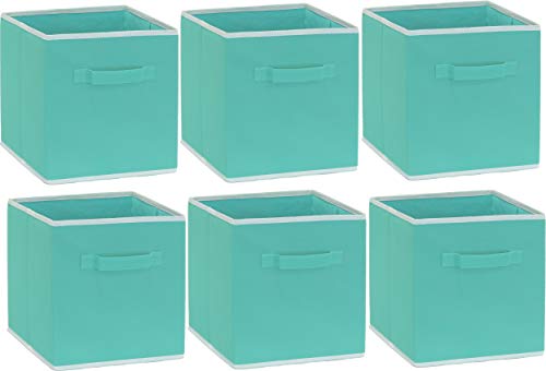 Simple Houseware Foldable Cube Storage Bins, 11-Inch Turquoise, 6-Pack Fabric Cubes Organizer for Closet or Shelves - color: Turquoise