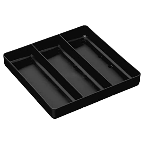 Ernst Manufacturing Stackable Home, Office & Workshop Tray in Black with 3 Compartments - Ideal for Mechanics, Electricians, Plumbers, Crafting, Hobbies - Impact Resistant, Fits in Drawers - color: Black, size: 10.5" x 10.5" x 1.5"