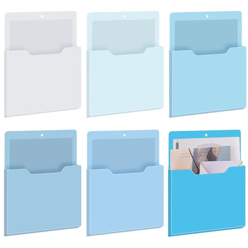 Fuutreo 6 Pcs Magnetic Wall File Organizer Magnetic Wall File Holder Refrigerator Magazine Holder for Mail Letters Paper(Ocean Color,Vertical-large) - color: Ocean Color, size: Vertical-Large