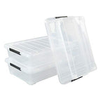 3-Pack Plastic Under Bed Storage Box Container, 40 Quart Clear Stackable Storage Box Wheeled Latching Box - size: 40 Quart