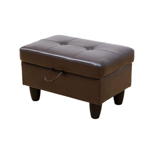 Ottoman Storage Ottoman Bench Faux Leather Footrest Footstool with Hinged Lid for Living Room, Bedroom, Entryway, Brown, 28.5"X19"X17.5" - color: Brown