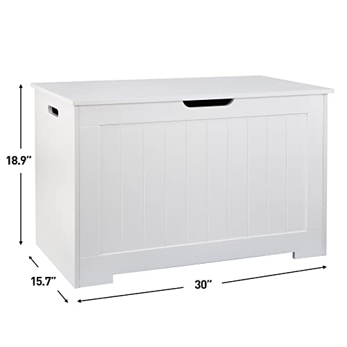 JungleA 30'' Box Storage Chest Trunk, Wooden Storage Bench Organizer Box Shoe Blanket Chest,w/2 Safety Hinges,for Living Room,Bedroom,Entryway(White) - color: White, size: 30''