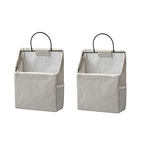 Wall-Hanging Storage Bags, Desktop Organizer Basket Cotton Linen Hanging Storage Basket for Kitchen,Bderoom,Living Room (#2 Grey) - color: #2 Grey