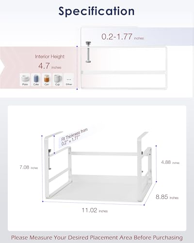 Nxconsu 2 Pack Under Shelf Storage Organizer, Adjustable Knob-Lock Hanging Basket for Kitchen Cabinet Pantry Cupboard Desk, Heavy Duty Metal, 30LB, White, Small(11.02" W×8.85" D, Interior H 4.88") - size: Small – 11" W