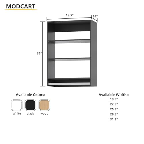 Medium Double Hanging Closet Unit, Modular Closet System, Wood Closet System Organizer with Storage for Walk in Closets, Clothing Rack Closet for Hanging Clothes, Bedroom, Black, 19.5" W - color: Black, size: 19.5" Wide, style: Medium Double Hanging