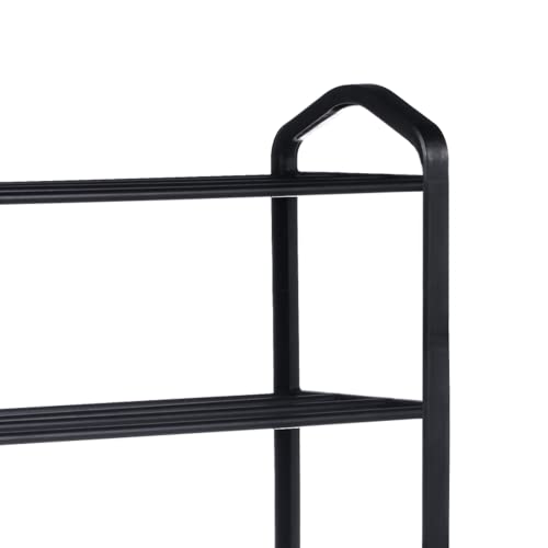 YSSOA 4-Tier Stackable Shoe Rack, 12-Pairs Sturdy Shoe Shelf Storage, Black Shoe Tower for Bedroom, Entryway, Hallway, and Closet - size: 24 x 08 x 24, 4-Shelf
