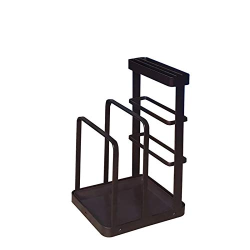 VANRA Metal Knife Holder Without Knives with Drain Board, Knife Shelf with 2 Layers Cutting Board Rack Dishes Rack, Kitchen Storage Organizer Cutter Storage Rack,Brown - color: Bronze, size: 4.7"L X 5.5"W X 8.5"H - With Draining Tray