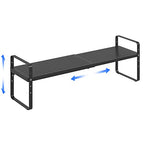 Expandable Cabinet Shelf Organizer Adjustable Metal Spice Rack Stackable Freestanding Counter Storage Shelves for Kitchen Cabinet Under Sink Office Desk (Black - 1Pack - L16.5-27'' * W8'' * H9.6'') - color: Black - 1pack - L16.5-27'' * W8'' * H9.6''