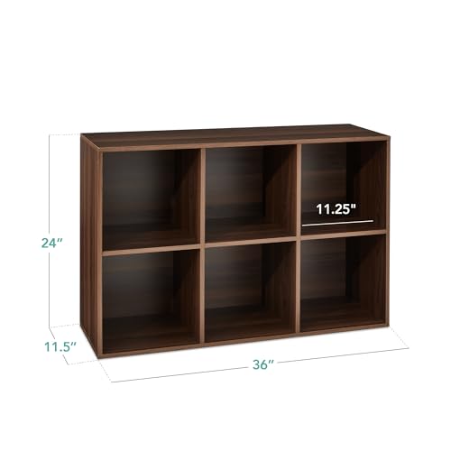 Best Choice Products 6-Cube Storage Organizer, 11in Shelf Opening, Bookcase, Display Shelf, Customizable w/ 3 Removable Back Panels – Walnut - color: Walnut, size: 6-Cube, 11in Shelf Opening
