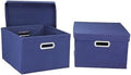 Household Essentials Fabric Storage Boxes with Lids and Handles, Blue (Pack of 8) - color: Navy, size: 2 Count (Pack of 8)
