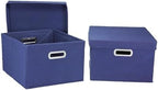 Household Essentials Fabric Storage Boxes with Lids and Handles, Blue (Pack of 8) - color: Navy, size: 2 Count (Pack of 8)