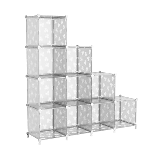 UNKU Cube Storage Organizer, 10 Cube Closet Organizer Storage Shelves, DIY Stackable Bookcase, Clothes Organizer Shelf for Closet, Bedroom, Living Room, Cabinet, Home, Office, Translucent - color: Clear, size: 10cube