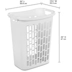 Rectangular Open Plastic Hamper, for Narrow Spaces, White