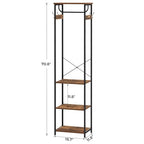Coat Rack With Hanging Rod, Garment Rack With 3 Wooden Shelves and 4 Hooks, Freestanding Hall Tree, Industrial Clothes Rack Stand Organizer, Rustic Brown and Black - color: Rustic Brown and Black, style: with Top Shelf