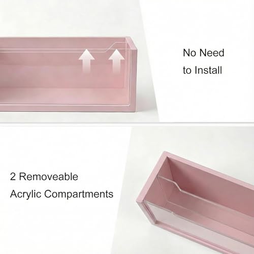 Aesthetic Pink Mail Organizer with Clear Acrylic Dividers - Adjustable Desk & Wall Mount Letter Holder, Modern Paper Sorter for Home Office Decor - color: Pink