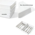 3 Pack White Plastic Drawer Organizer Tray Cutlery Utensil Makeups Drawer Organizers 9" X 6" - size: 3 Pack 9"x6" White Plastic