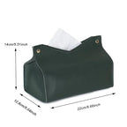 1PCS PU Leather Tissue Box Cover, Rectangle Facial Paper Organizer Dispenser, Modern Tissue Case Holder for Vanity Countertop Nightstands Living Room Office Desk Car (Dark Green) - color: Dark Green