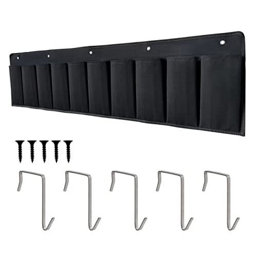 RVZONE RV Shoe Pockets 10 Pockets Heavy Hanging Bedside Storage Organizer with Sturdy Hooks Storage Pockets Hangs on bed for Shoes Toys and Tool Accessories - color: Black