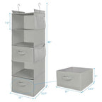 MAX Houser 5 Tier Shelf Hanging Closet Organizer, Cloth Hanging Shelf with 2 Sturdy Hooks for Storage, Foldable (Light Grey-D2) - color: Lightgrey-1