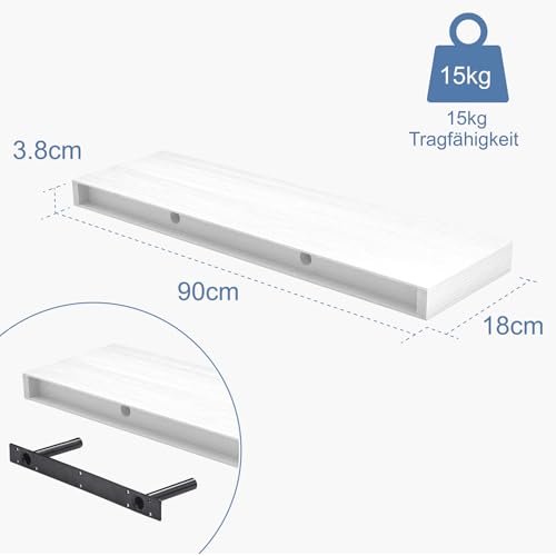 Floating Shelves for Wall, Bathroom Shelves Over Toilet, Wall Shelves & Book Shelf for Room, Hanging Shelf, Modern Wooden Mounted Floating Shelves, 36x7x1.5 in (White, Set of 2) - color: White, size: 36"(set of 2)