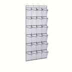 Mixcous Over The Door Shoe Organizer for Kids, Heavy Duty 40lbs, 24-Pocket Toy Storage with 4 Hooks, Behind The Door Organizer for Entryway, Closet, Nursery to Declutter Shoes, Toys & Gear