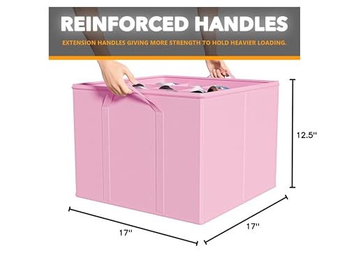 SpaceAid Shoe Organizer for Closet, 2 Pack Foldable Shoe Storage Containers Baskets Boxes Bins w/Adjustable Dividers, Fits 16-32 Pairs, Pink - color: Pink