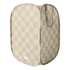 3 Sprouts Pop Up Hamper - Collapsible Laundry Basket, Popup & Foldable Design - Durable Waterproof Fabric for Dirty Clothes, Toys & Towels - Ideal for Dorm, Bedroom & Baby Nursery, Checkerboard Beige - color: Checkerboard Beige