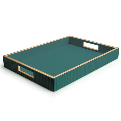 SANZIE Leather Tray Desktop Storage Organizer Premium Serving Tray Decorative Tray Valet Tray for Sundries Cosmetics Keys Phone Wallet Cutlery (Green Holder) - color: Green Holder