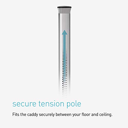 simplehuman 9' Tension Pole Shower Caddy, Stainless Steel and Anodized Aluminum - size: 9 ft