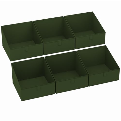 DIMJ Closet Storage Bins 6 Pack - Fabric Trapezoid Closet Organizer Bin, Foldable Storage Baskets for Shelves, Closet Shelf Organizer, Clothing Storage Box for Toys, Books, Towel, Clothes, Green - color: Green, size: 6 Bins 11.4"x11.4"x7.8"